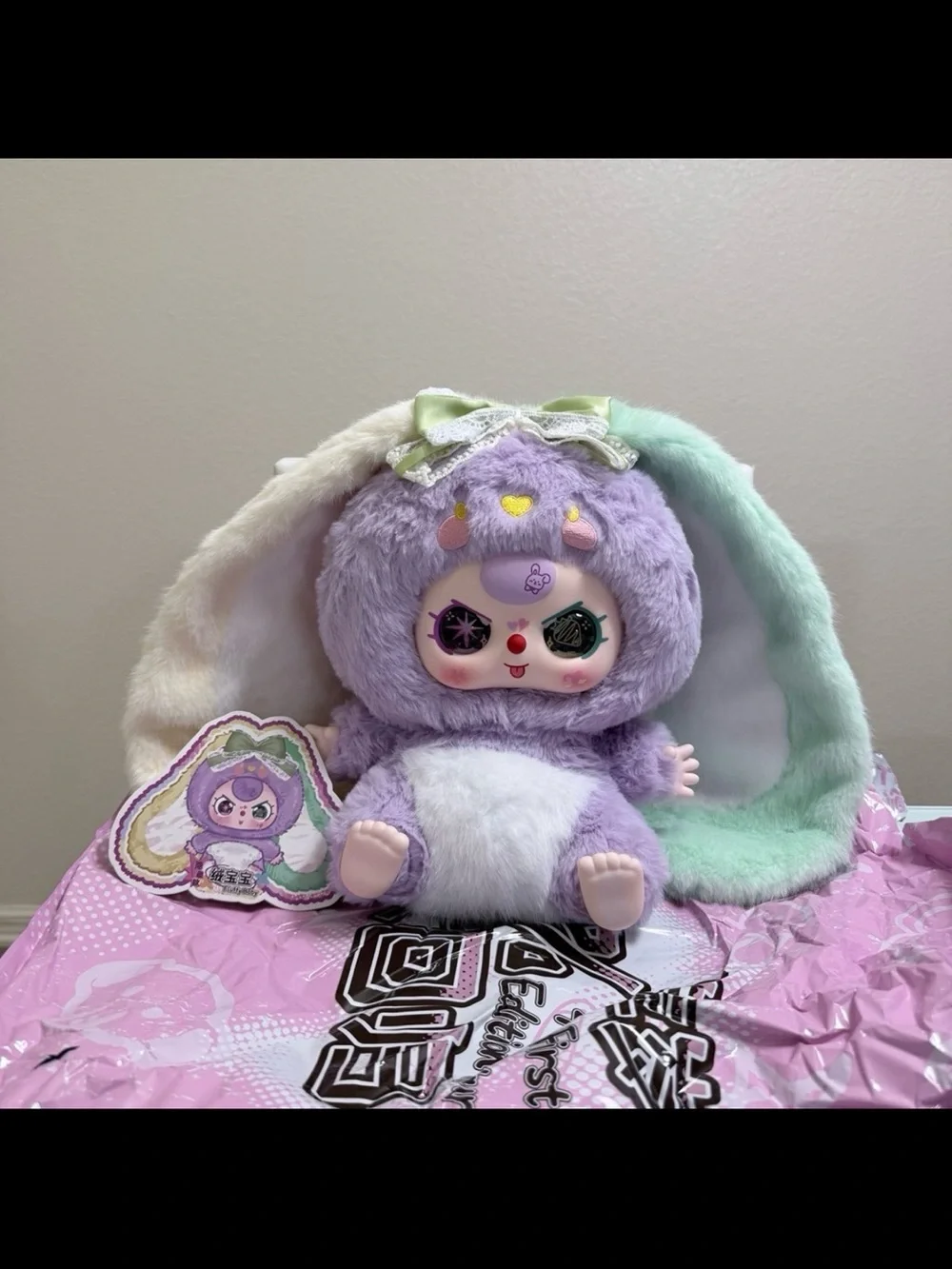 Plush Bunny-Ear Doll in Lavender and Mint - Kids Accessories 400 baby three secr